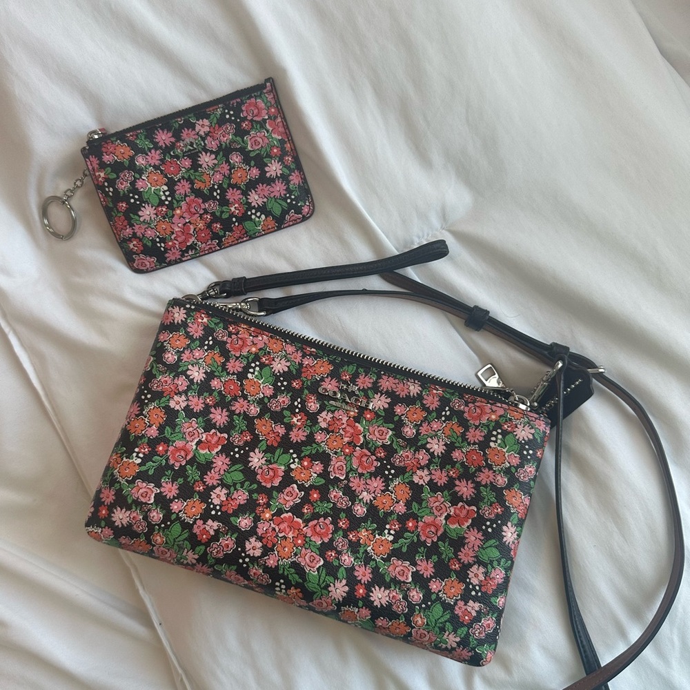 Floral Print coach cross body with matching wallet